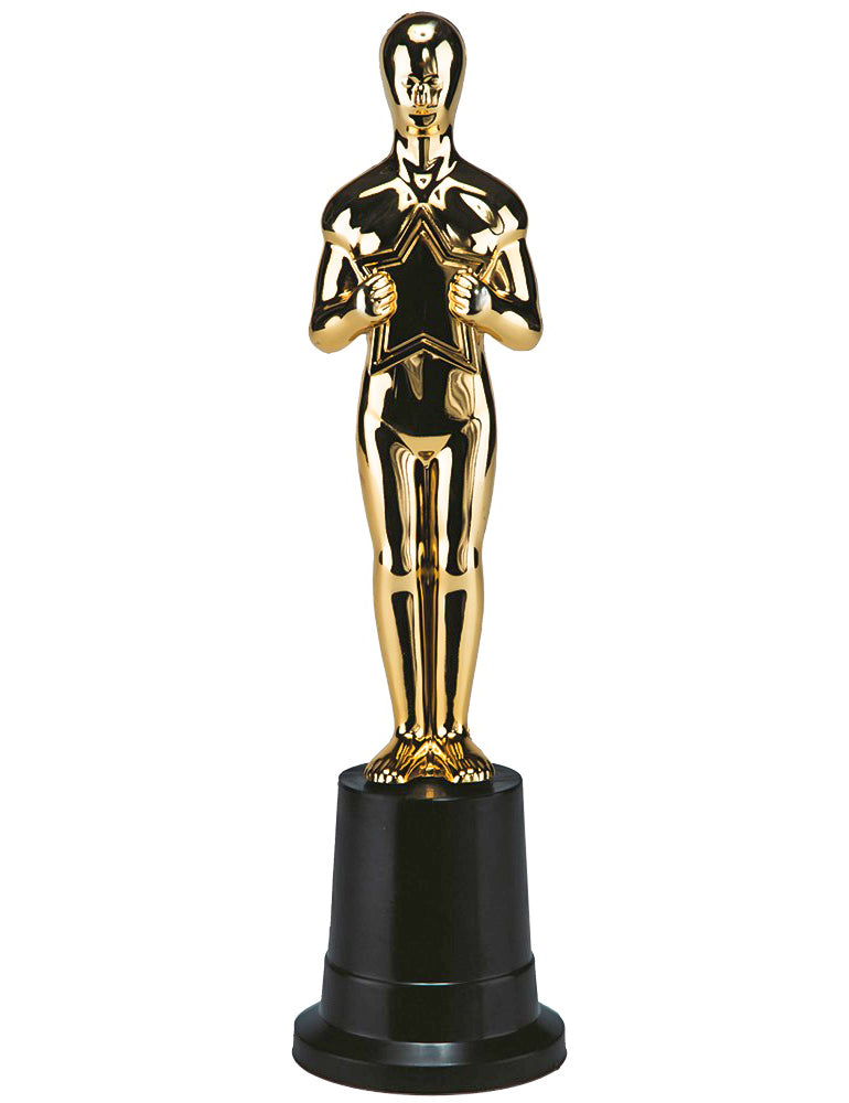 Statuette récompense cinéma dorée avec étoile et socle noir