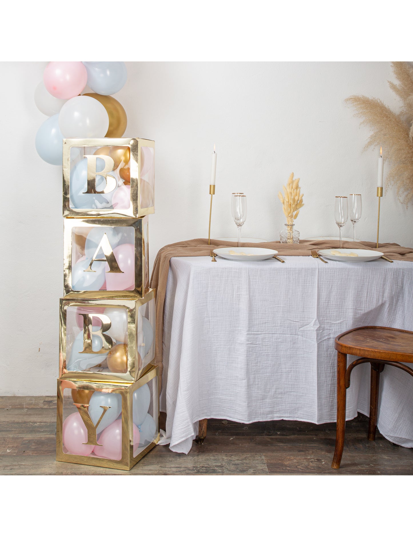 Nálepky baby zlaté písmená 15 cm na baby shower 