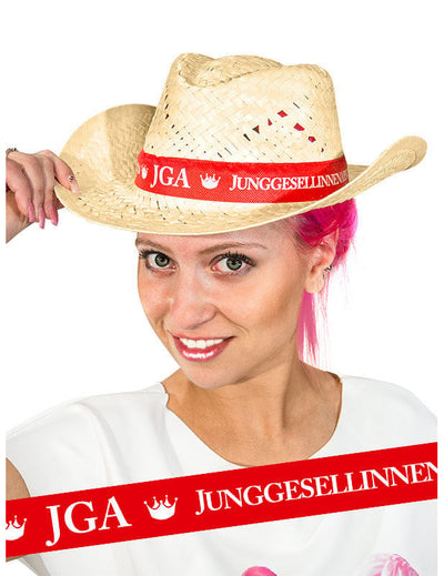 Chapeau de paille d'enterrement de vie de jeune fille pour femme naturel avec ruban rouge