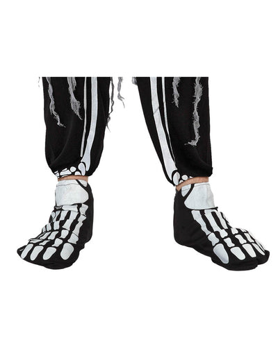 Sur-chaussures squelette Halloween pour adulte noir et blanc