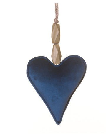 Závesná lampa v tvare srdca z tmavomodrého zamatu, 15 cm na Vianoce