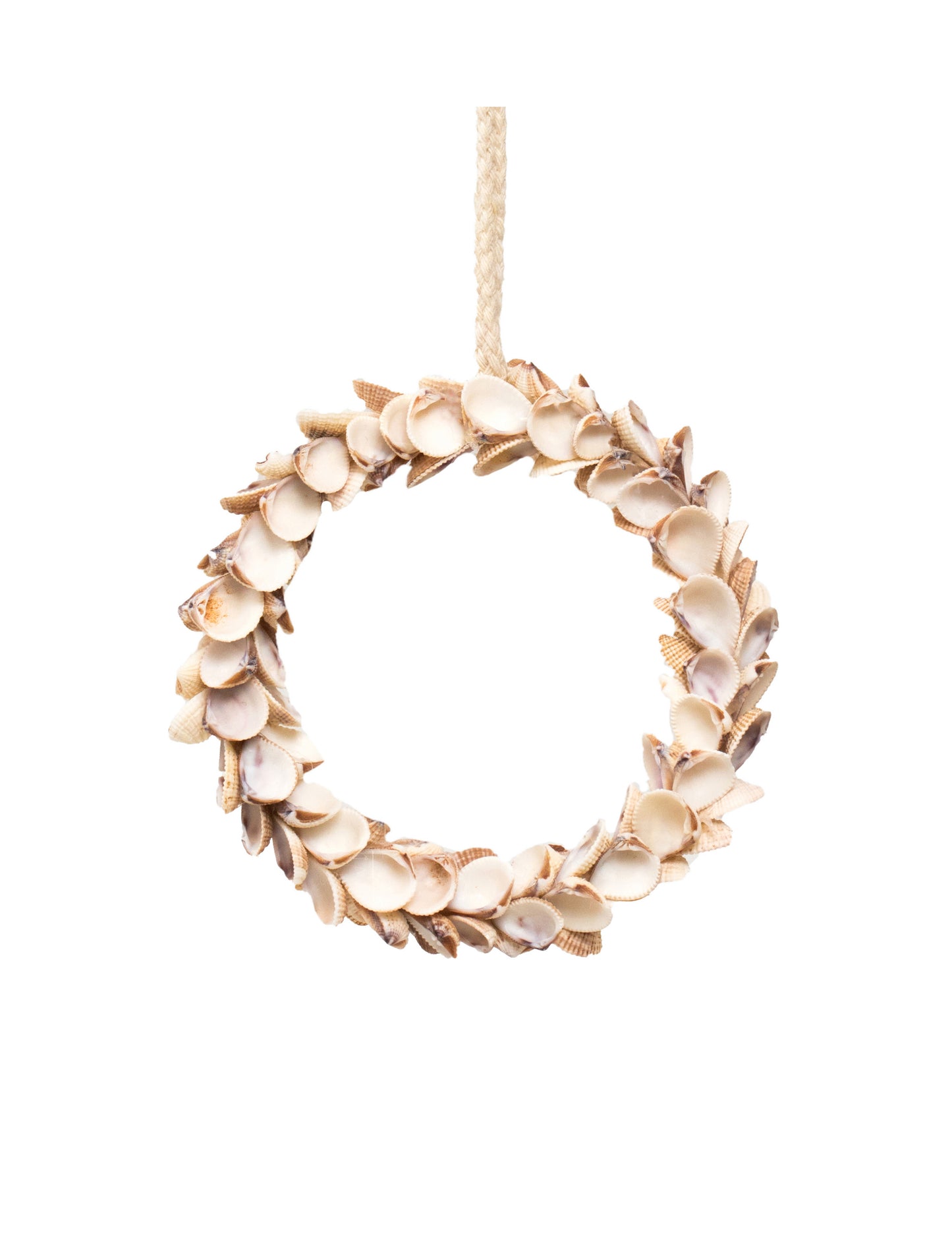 Závesný veniec z bielych mušlí 12 cm Námorná výzdoba