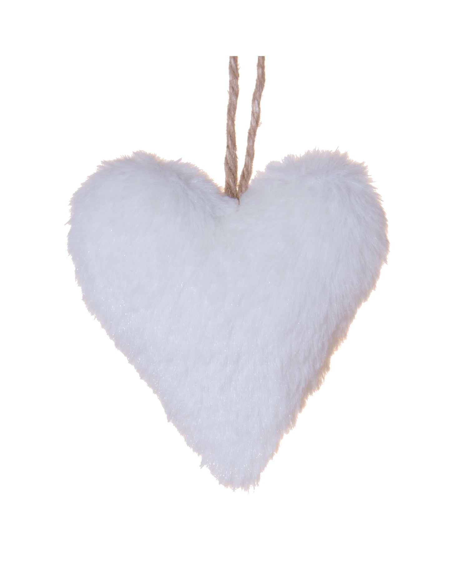 Závesná lampa v tvare srdca z bielej kožušiny 12 cm polárna dekorácia