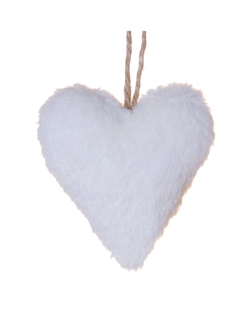Závesná lampa v tvare srdca z bielej kožušiny 12 cm polárna dekorácia