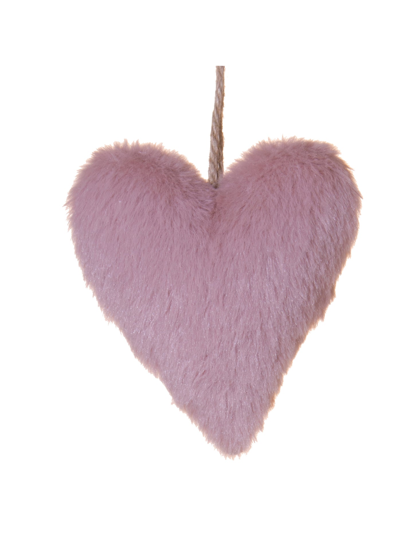 Závesné srdce z ružovej kožušiny 12 cm na vianočný stromček 