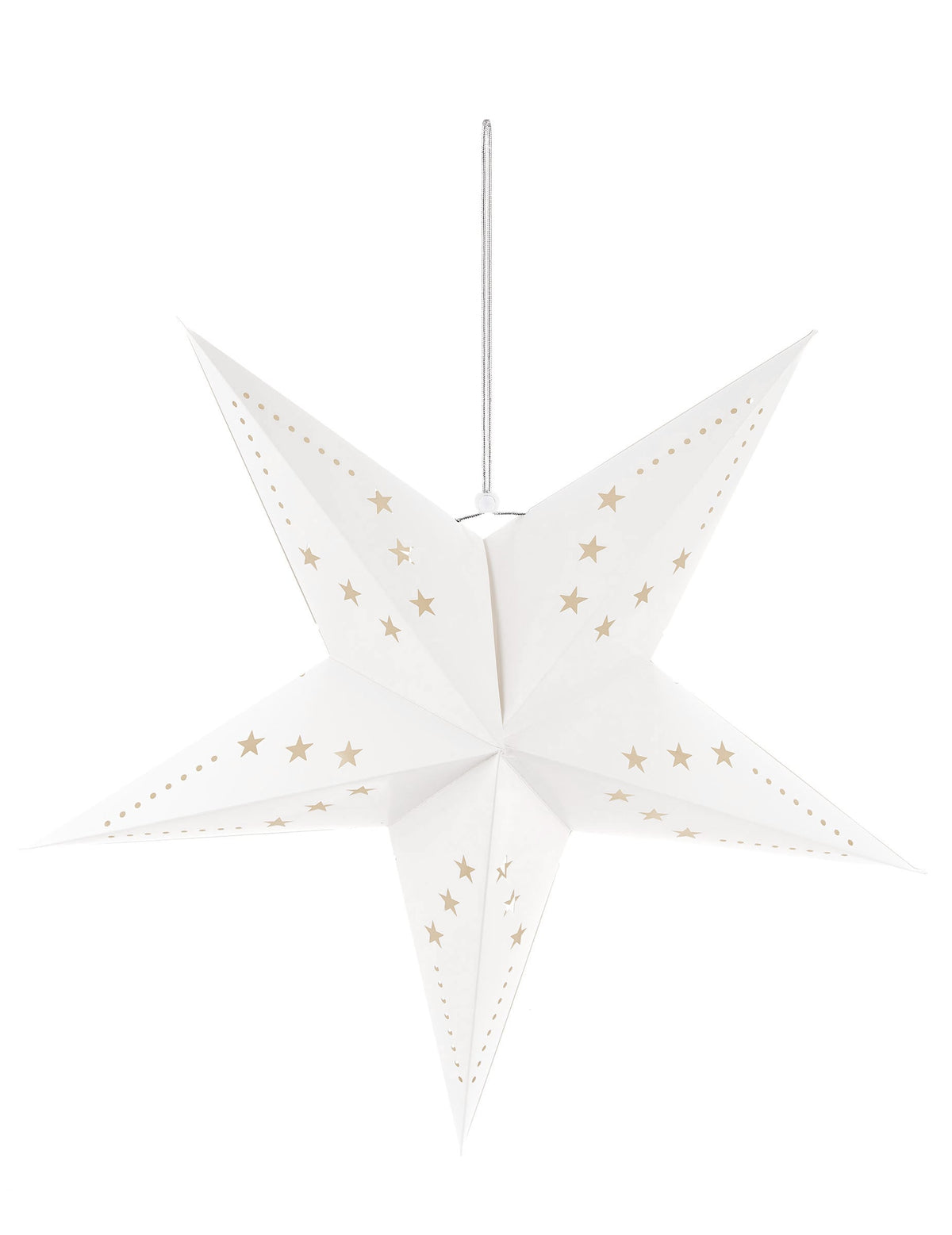 Suspension étoile pour décoration de fête blanche avec motifs dorés