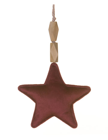 Závesná lampa Star z bordového zamatu 15 cm pre jedľu