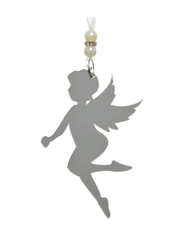 Strieborná závesná lampa v tvare víly 12 cm, Vianočná výzdoba