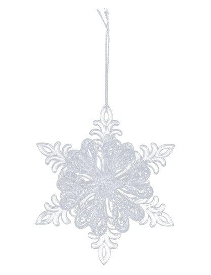 Trblietavá závesná lampa so snehovými vločkami 11 cm náhodný vzor na vianočný stromček