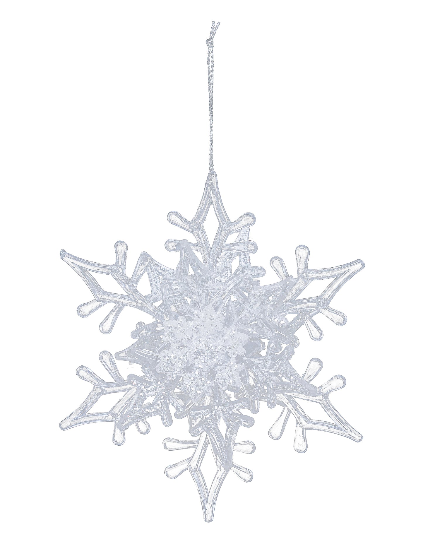 Trblietavá závesná lampa so snehovými vločkami 11 cm náhodný vzor na vianočný stromček