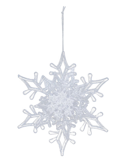 Trblietavá závesná lampa so snehovými vločkami 11 cm náhodný vzor na vianočný stromček