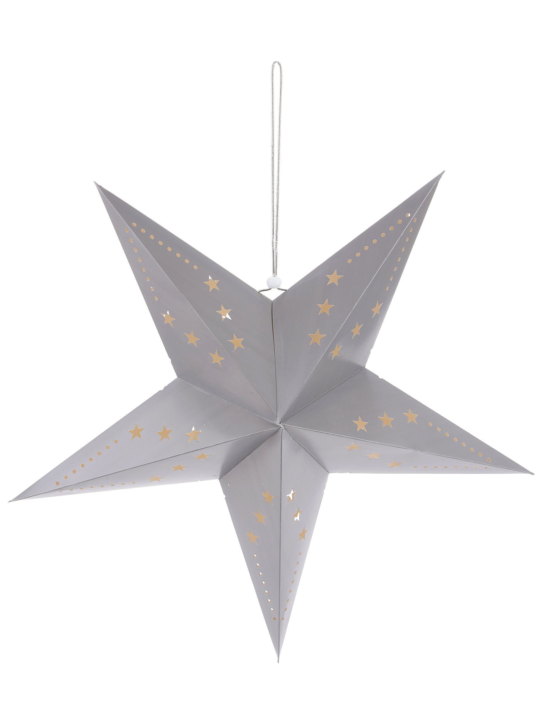Lanterne étoile pour décoration grise avec motifs dorés