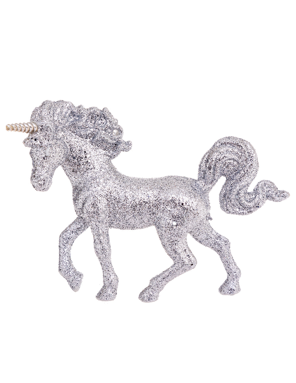 Vue de profil de la suspension licorne pailletée