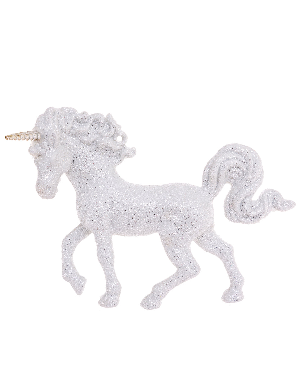Suspension licorne pailletée pour décoration blanche et argentée