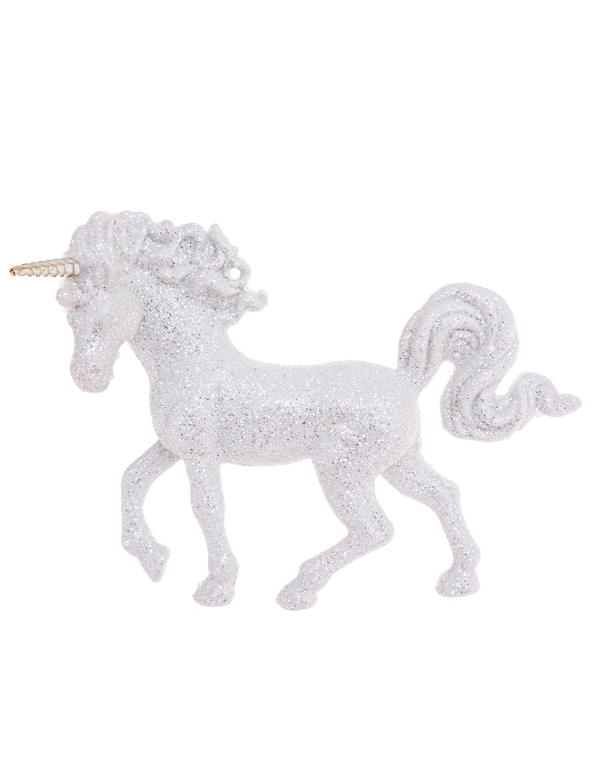 Suspension licorne pailletée pour décoration blanche et argentée