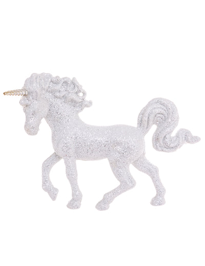 Suspension licorne pailletée pour décoration blanche et argentée
