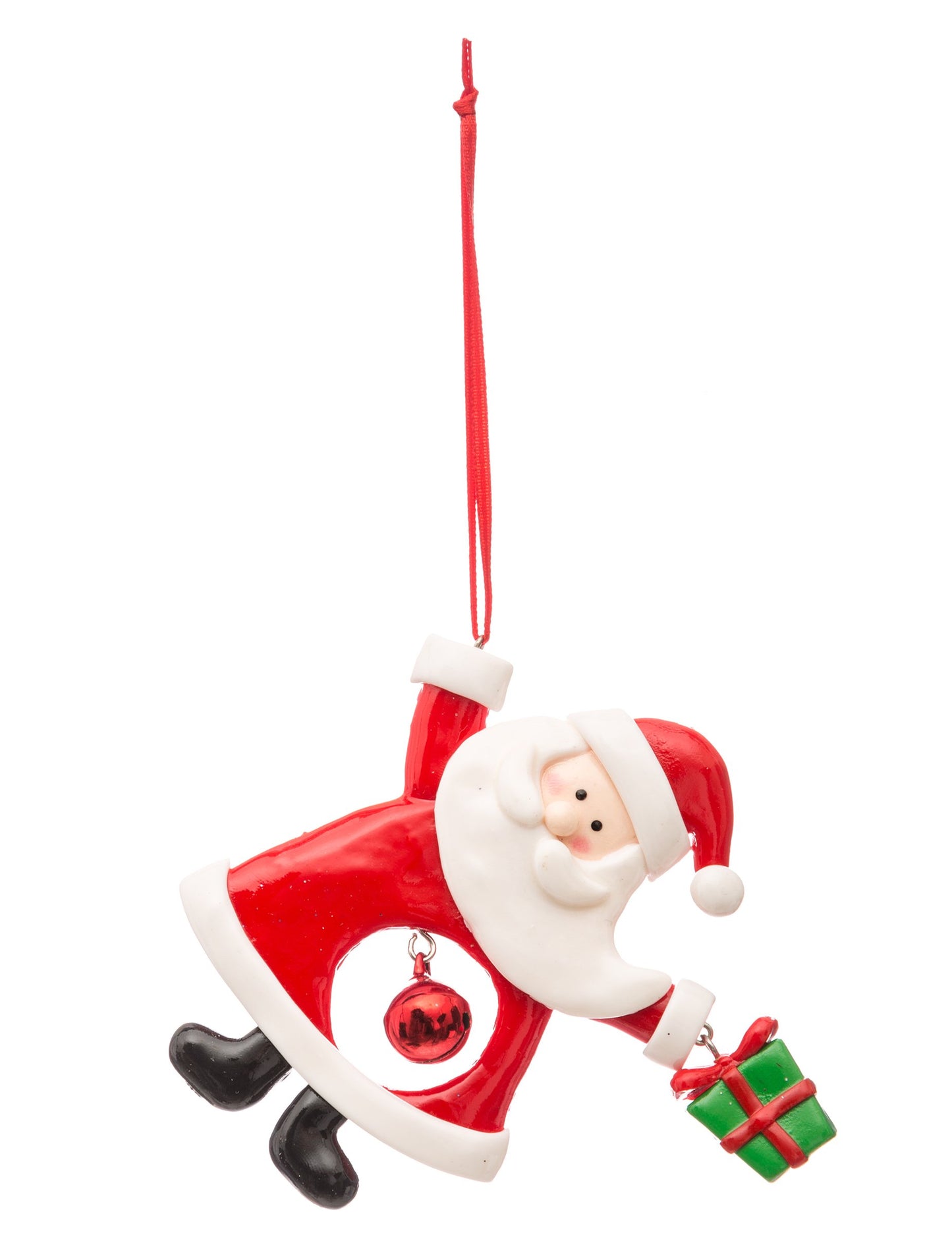Závesná dekorácia Santa Clausa so zvončekom 10 cm náhodný vzor na vianočný stromček