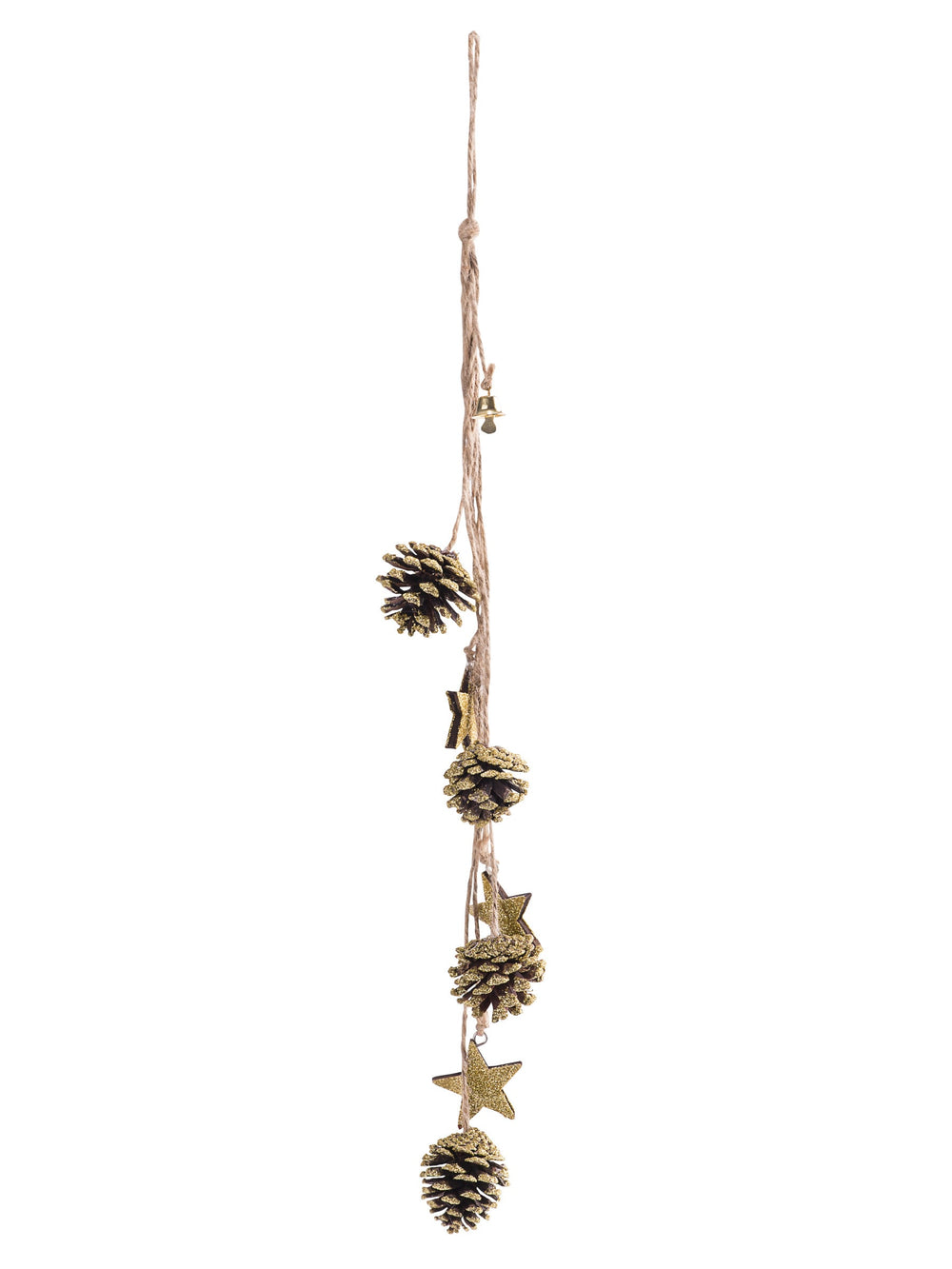 Suspension pomme de pin et étoiles paillettes or
