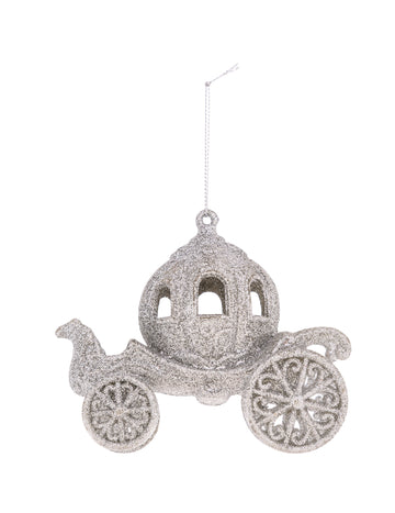 Vianočná ozdoba na kočiar víl 11 cm so striebornými trblietkami