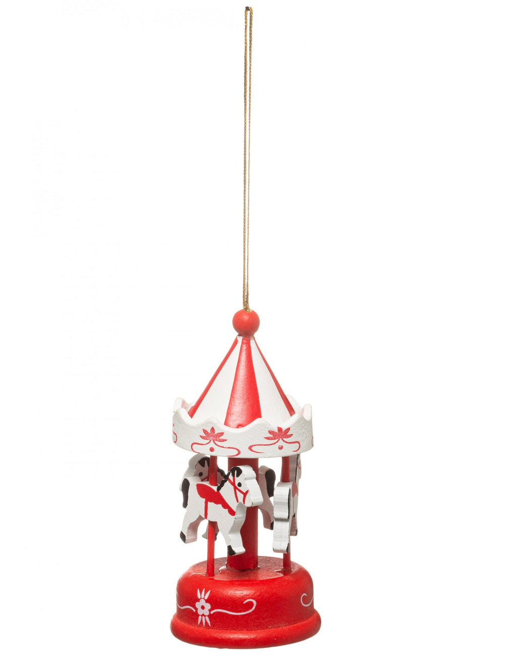Suspension carrousel chevaux de bois pour sapin rouge et blanc