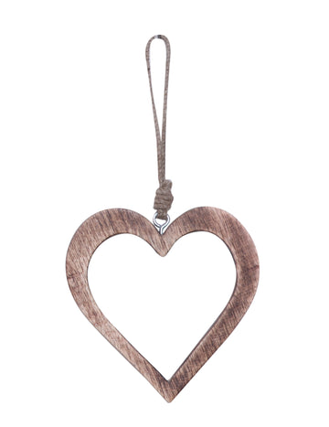 Závesná ozdoba na vianočný stromček v tvare srdca z dreva 15 cm 