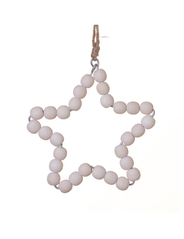 Závesná hviezda z bielych perličiek 15 cm 