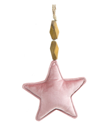 Závesná hviezda z ružového zamatu 15 cm 