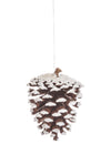 Suspension pomme de pin pour sapin enneigée marron et blanc