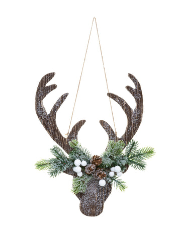 Záves sobích hláv 34 cm Vianočné drevo