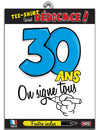 T-shirt Age 30 ans pour adulte blanc avec chiffre 30 bleu