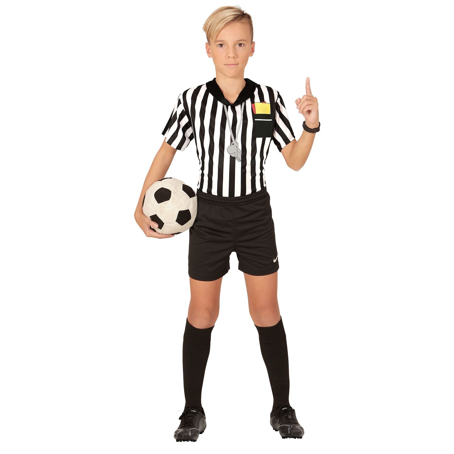 Vue d'ensemble du T-shirt arbitre de foot pour enfant