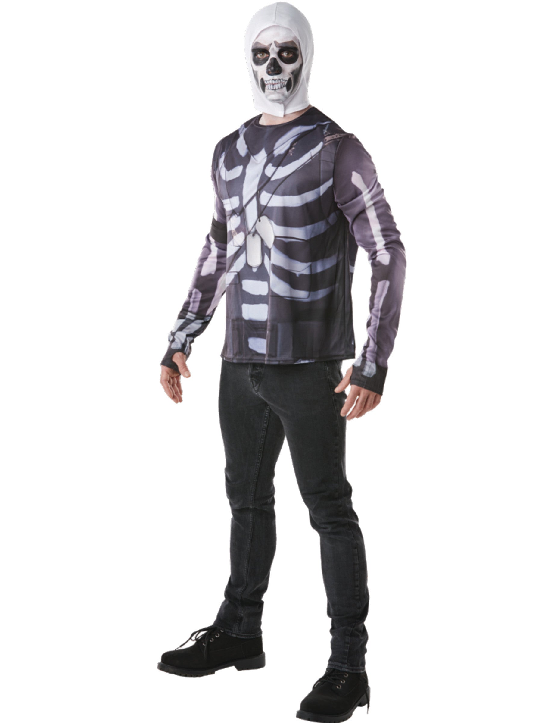 T-shirt et cagoule Skull Trooper Fortnite™ pour adulte noir et blanc imprimé squelette