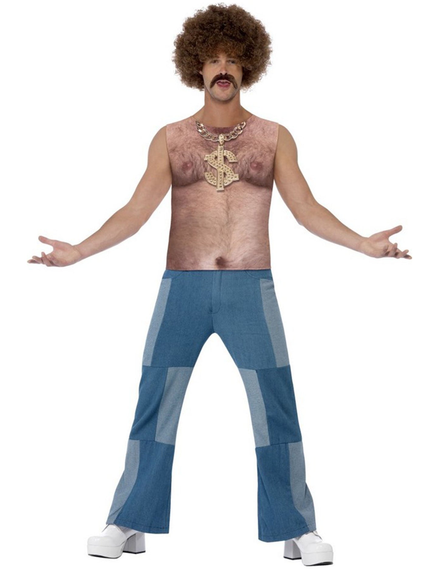 T-shirt s chlpatým hrudníkom pre dospelých s potlačou dolárového náhrdelníka