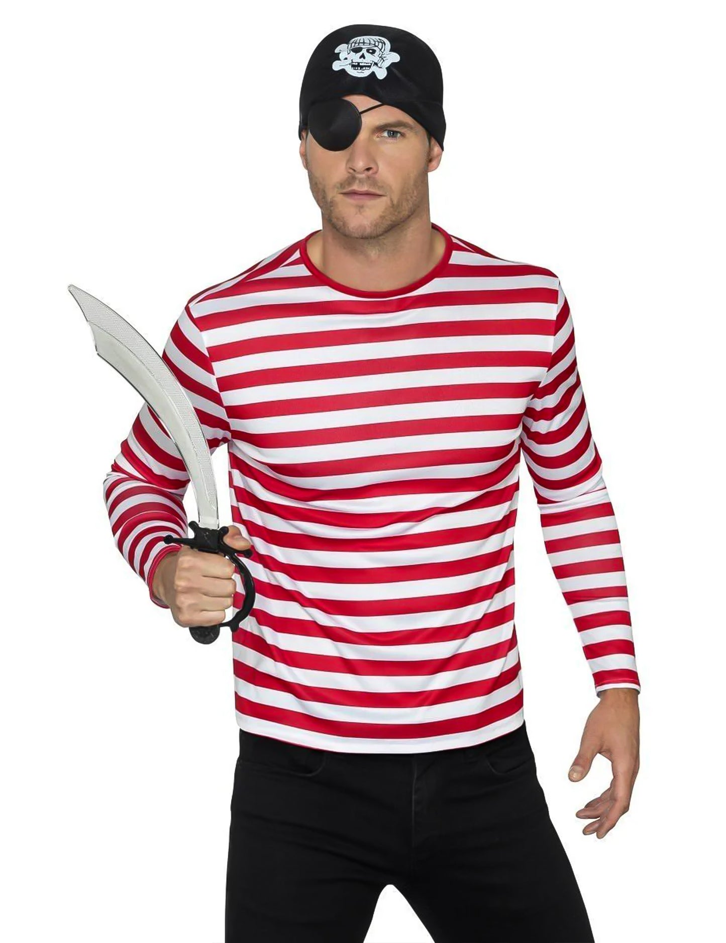 Mise en situation avec accessoires du T-shirt rayé pirate