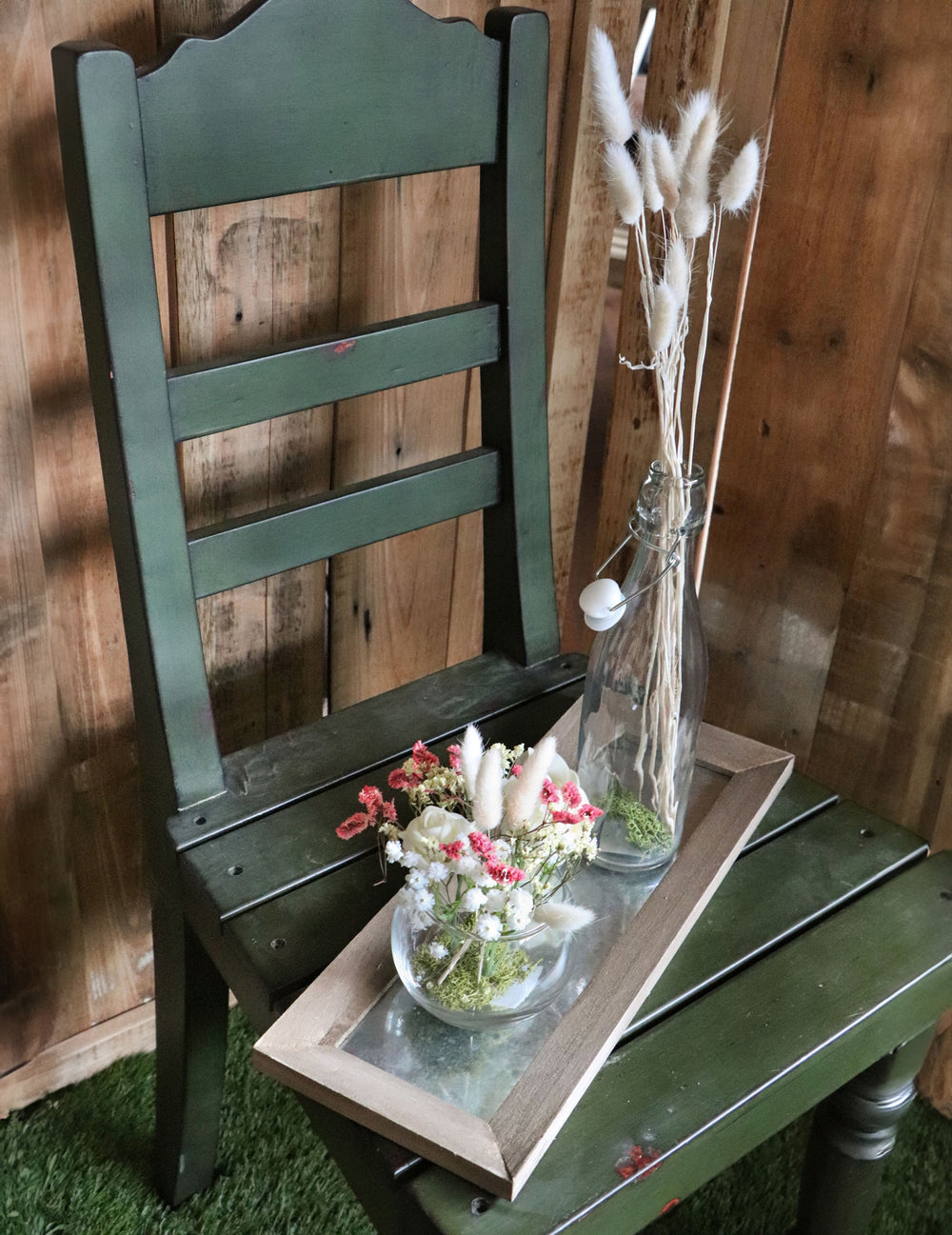 Tableau en bois et zinc pour aimants vintage beige et gris