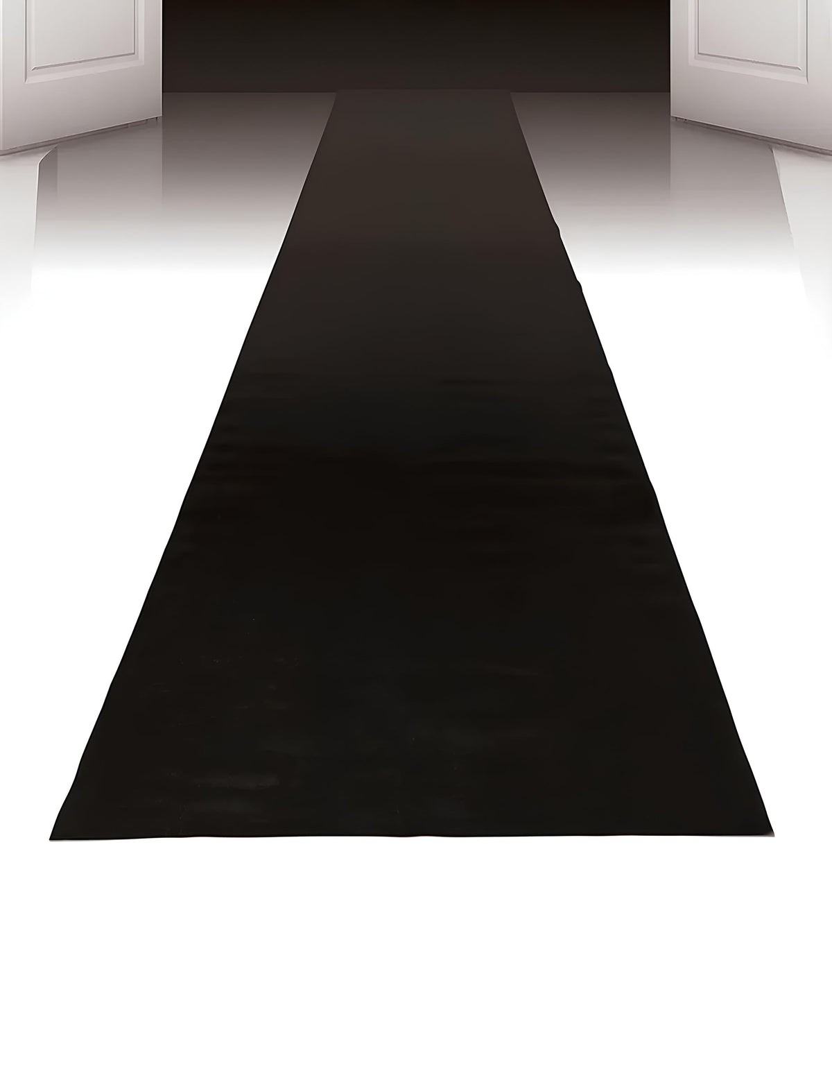 Vue en perspective du tapis VIP pour fête noir