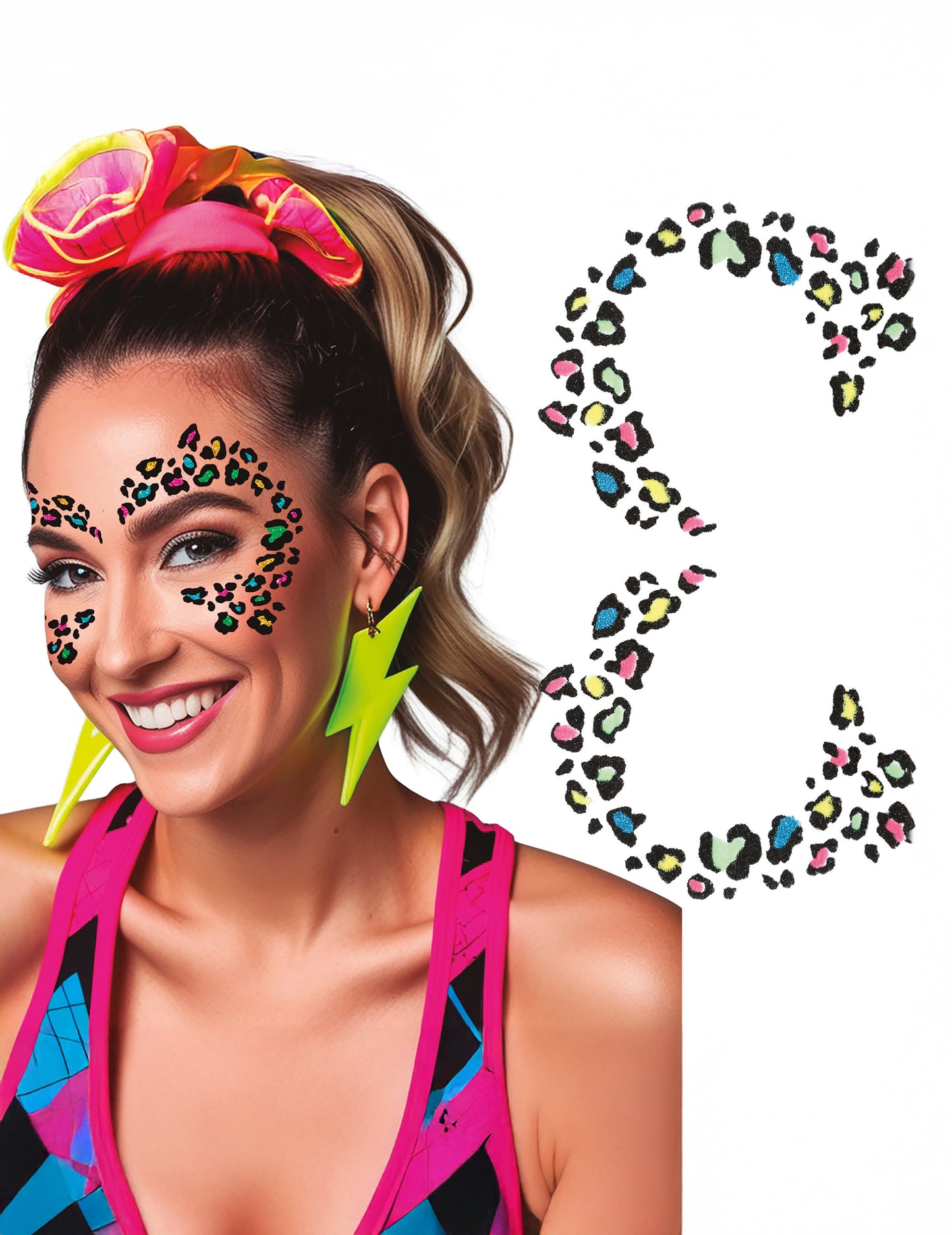 Viacfarebné leopardie trblietavé tetovanie