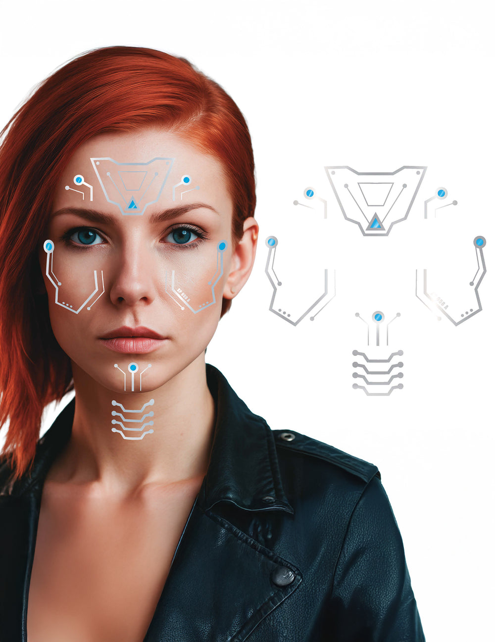 Tatouages pour visage robot futuriste pour adulte argenté et bleu