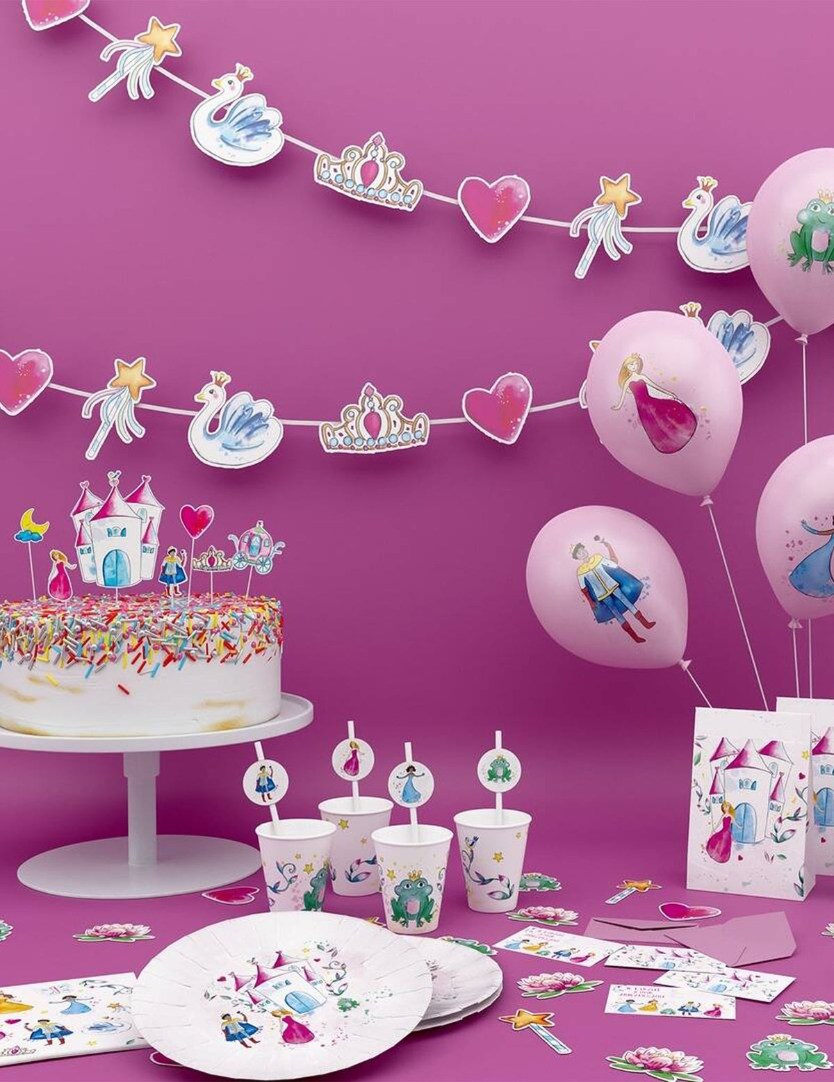 Mise en situation sur une table de fête des tatouages princesses