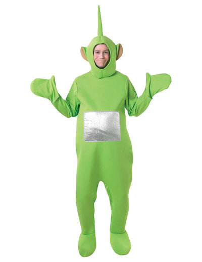 Vue d'ensemble avec les autres personnages du déguisement Teletubbies Dipsy™ pour adulte