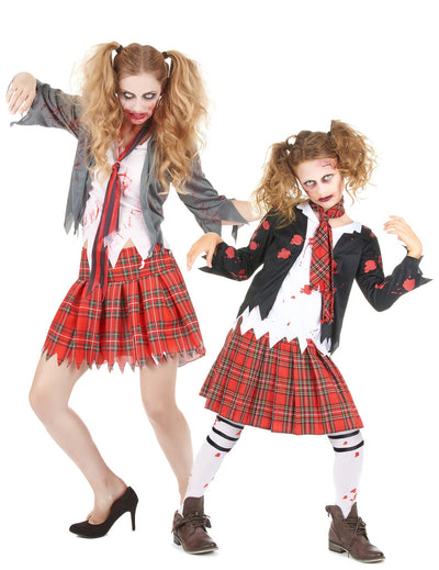 Zombie školáčka pár kostým Matka/Dcéra na Halloween