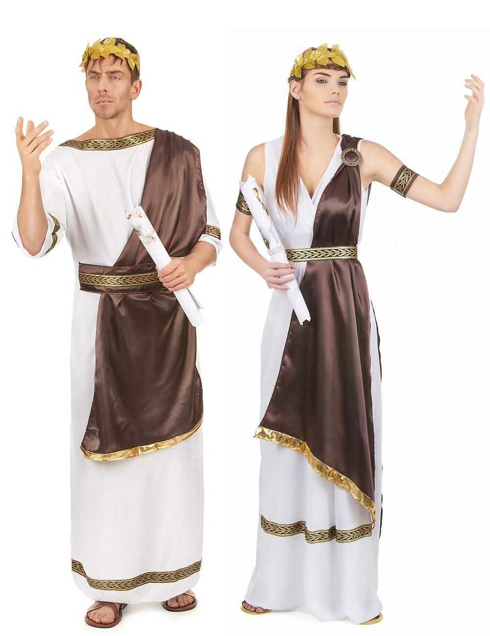 Párový rímsky kostým pre dospelých, hnedý