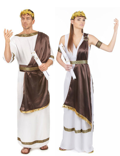 Párový rímsky kostým pre dospelých, hnedý