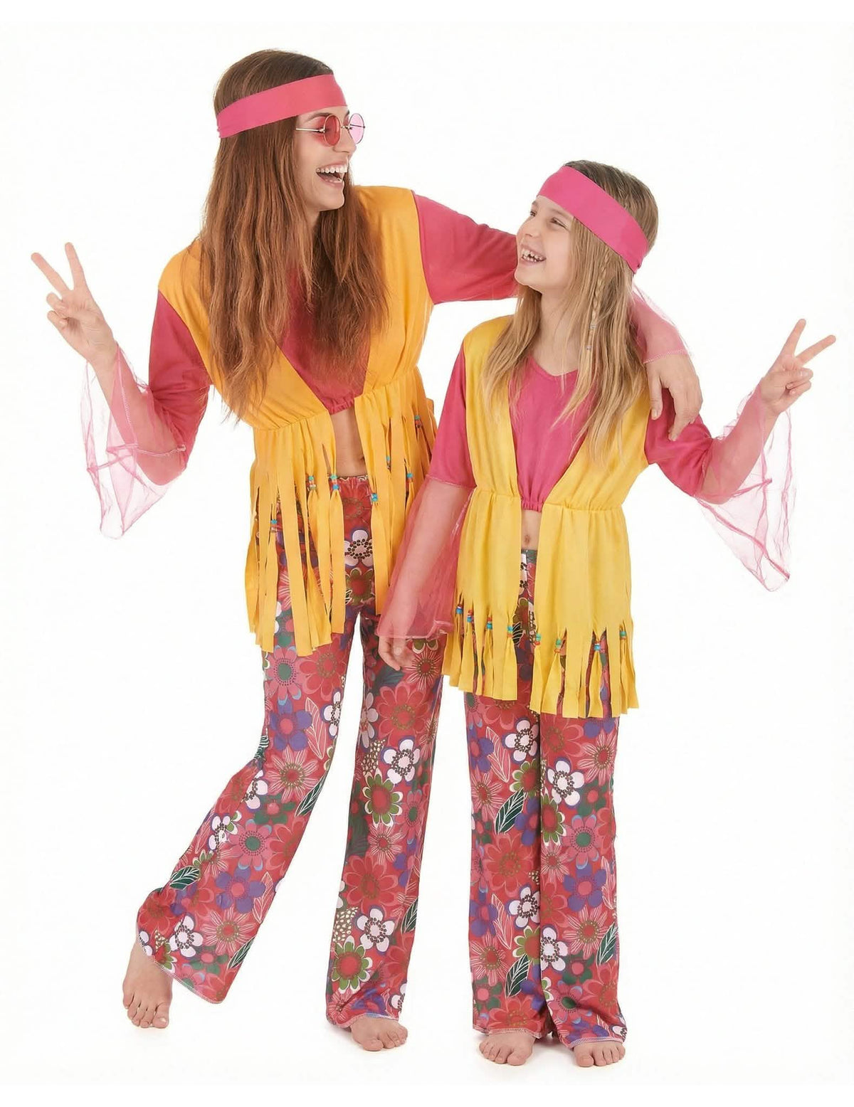 Multikolorový hippie kostým pre pár, matku a dcéru