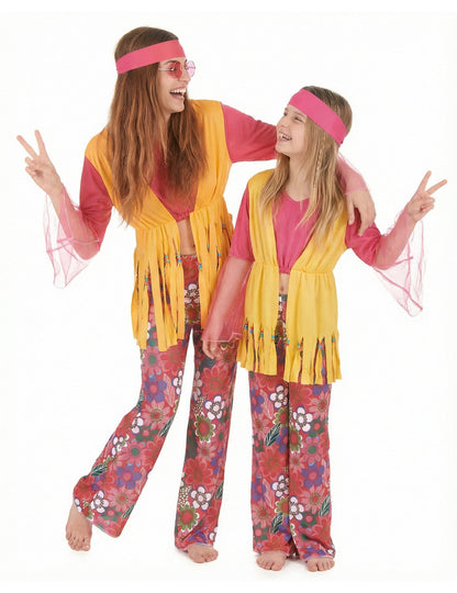Multikolorový hippie kostým pre pár, matku a dcéru