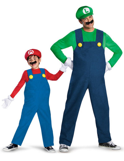 Kostým páru Luigi™ a Mario™ otec a syn