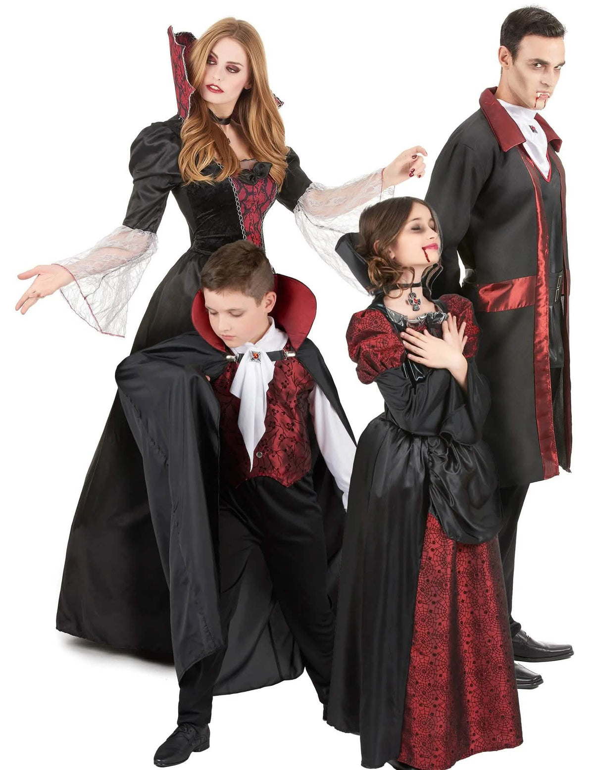 Rodinný kostým barokových upírov na Halloween