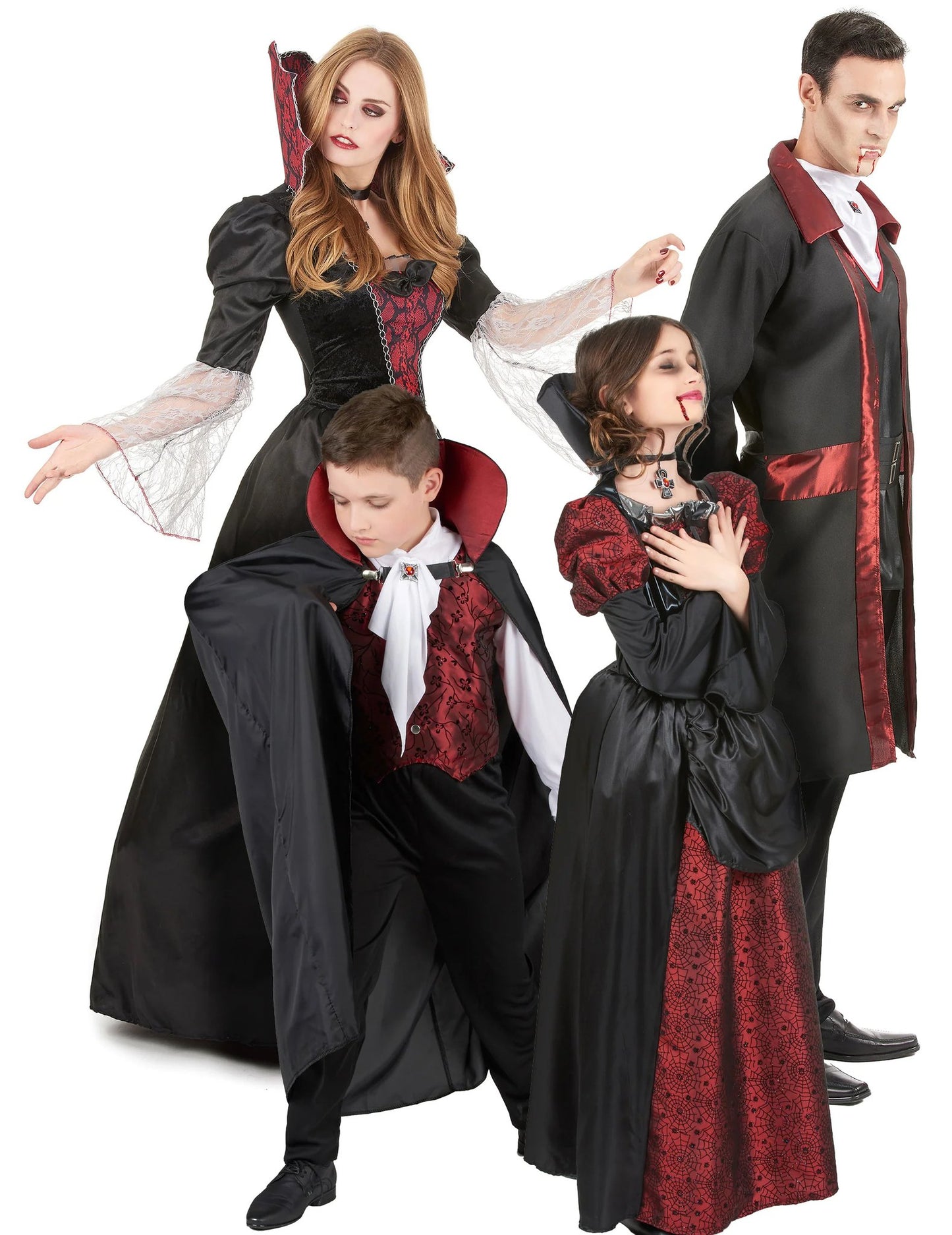 Rodinný kostým barokových upírov na Halloween