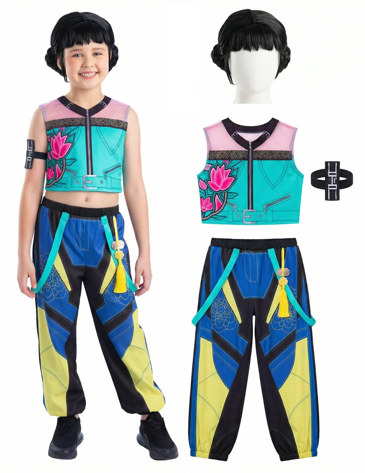 Súprava kostýmu a parochne Zoey Kpop Demon Hunter™ pre dievča