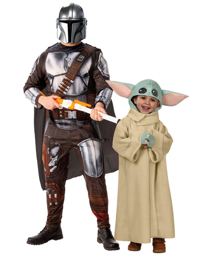 Kostým pre pár Mandalorian a Baby Yoda otec a syn